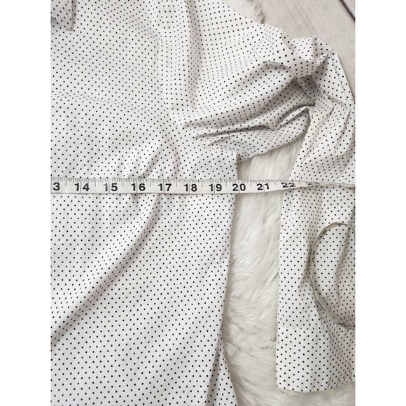 Apt 9 Essentials Womens Button Down Shirt Off White Black Dots Long Sleeve 16 - Picture 3 of 6